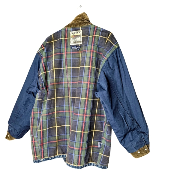 Vintage Y2K Nautica Barn Field Denim Corduroy Full Zip Plaid Liner Coat Sz L - Picture 5 of 16